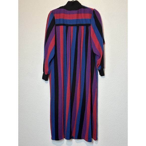 Vintage 70s David Brown Robe House Dress Long Gown MuMu Half Zip Large Ms Roper - Picture 2 of 7
